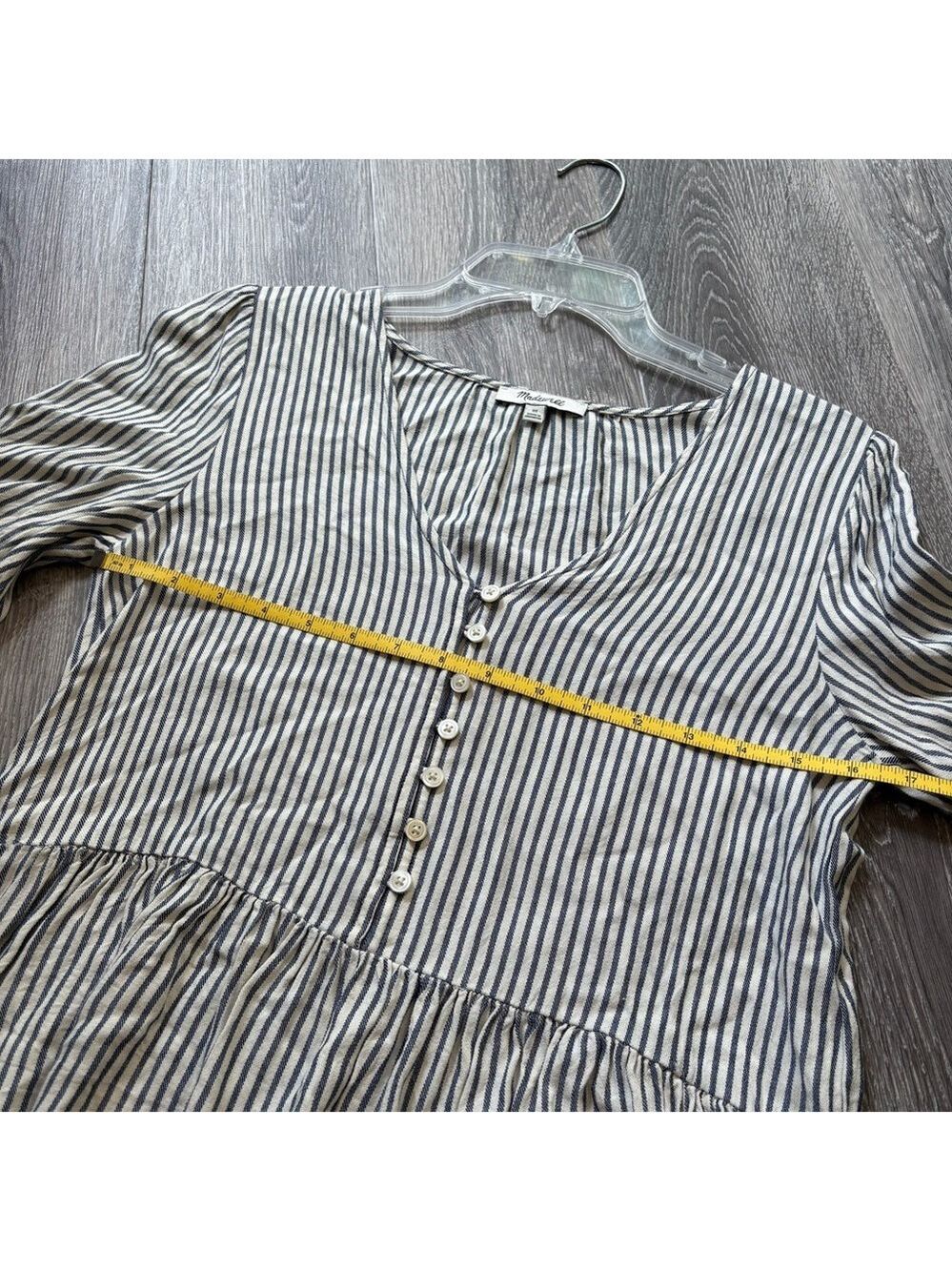 Madewell Blue and White Peplum Striped Blouse Size XS - Picture 5 of 6